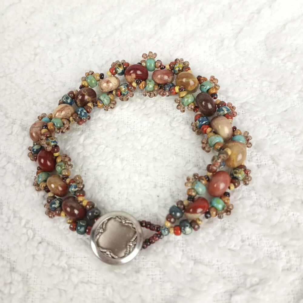 HANDMADE  Rustic Boho Style Red Jasper Stone Bracelet - Picture 7 of 7
